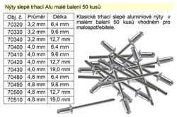 Nýty trhací slepé Alu 4,8x9,6mm-50ks