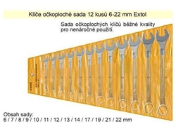 Sada očkoplochých klíčů EXTOL 6333B, 12ks