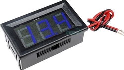 Voltmetr panelový LED modrý,  3,5-30V, NC064, 2 vývody