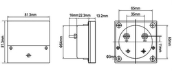 JY-80 panelový MP 100A= (50mV) 80x80mm bez bočníku