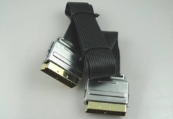 kabel SCART-SCART, 21p/1.5m/plochý/zlacený