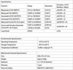 Generátor a kalibrátor 0-10V /0-24mA PEAKMETER PM7221