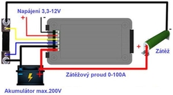 Chytrý tester baterií PZEM015, rozsah 0-200V, 0-100A
