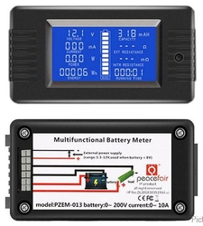Chytrý tester baterií PZEM013, rozsah 0-200V, 0-10A
