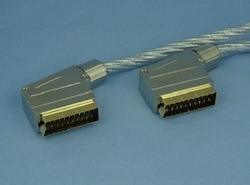kabel SCART-SCART, 21p/1.5m/kov.úhlové konektory