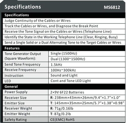 Bezkontaktní tester kabelů MS6812