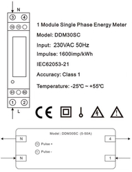 Elektroměr DDM30SC 1 fázový na DIN lištu