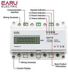 Elektroměr EA770 3 fázový digitální na DIN lištu