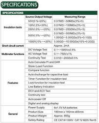 Měřič izolačního odporu PeakMeter PM5203 /MS5203/ - 1000V