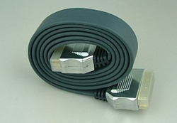 kabel SCART-SCART, 21p/1.5m/kov/plochý/zlacený