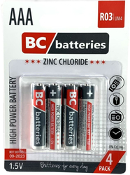 Baterie BC batteries 1,5V AAA(R03), Zn-Cl, balení 4ks