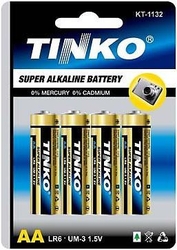 Baterie TINKO 1,5V AA(LR6) alkalická, balení 4ks v blistru