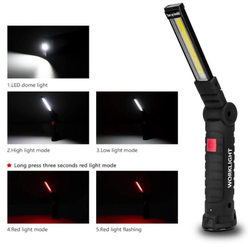 Pracovní svítilna LED s magnetem W-52, nabíjecí, bílé/červené světlo
