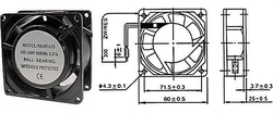 Ventilátor 80x80x25mm 230V/0,07A 2350 ot/min