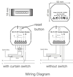 Ovládač žaluzií nebo vrat WiFi Tuya 230V/10A+RF433MHz, typ MS-108WR