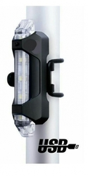 Svítilna na kolo přední, 5xLED, 15lm, USB, nabíjecí, bílá