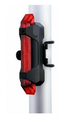 Svítilna na kolo zadní, 5xLED, 15lm, USB, nabíjecí, červená