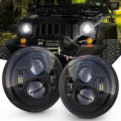 LED přední hlavní světlomety 7” 9-16V/45W (sada) DOT SAE HL (černé)
