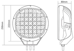 Pracovní světlo 9” LED 10-30V/185W, dálkové