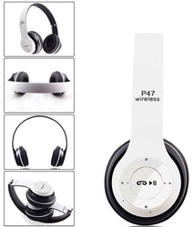 Bluetooth bezdrátová sluchátka P47 bílé