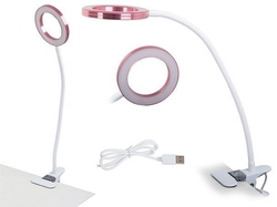 Lampa s klipem USB 24 LED bílo růžová