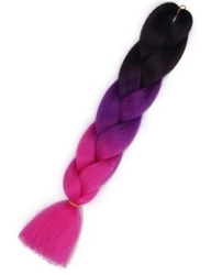 Vlasy syntetické Copánky ombre černé-fialové-růžové
