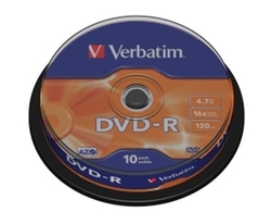 VERBATIM DVD-R(10-Pack)Spindl/MattSlvr/16x/4.7GB