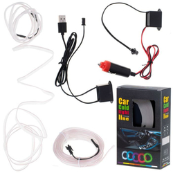 Osvětlení interiéru auta ambietní USB/12V, 3m bílé