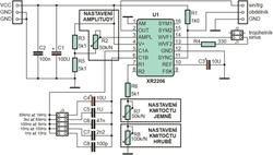 Signální generátor sinus, delta a obdélník 1Hz-1MHz s XR2206 sestavený