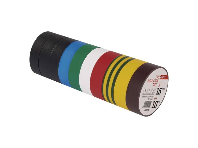 Páska izolační PVC 15mm/10m mix barev EMOS 10ks