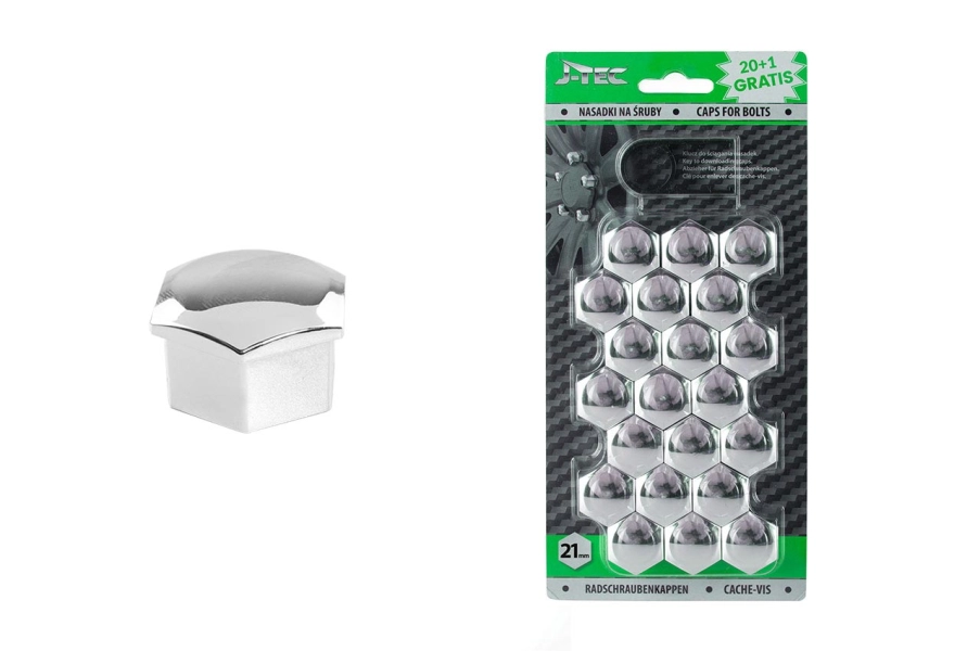 Sada krytek pro šrouby kol 21 mm - chromové