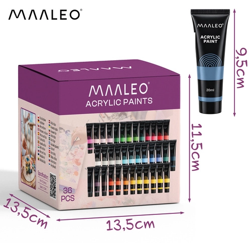Akrylové barvy 20ml - 36 ks Maaleo